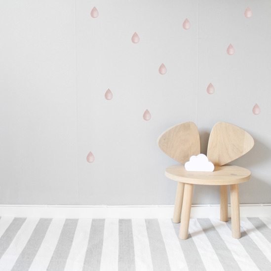 Nursery Wall Stickers pink raindrops