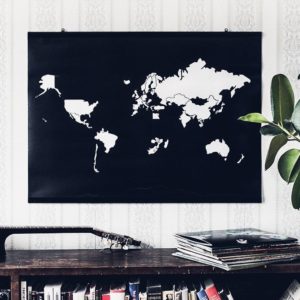 World Map Sticker Poster for Gift Black and White