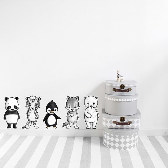 Removable Kids Wall Stickers - Dream Animals, panda, tiger, penguin, wolf and polar bear