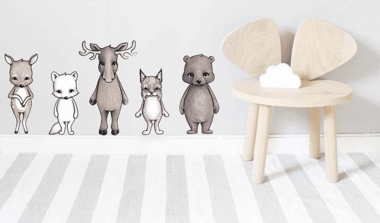 Nordic friends animal wall stickers for nursery