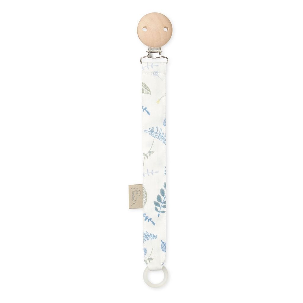 Cam Cam baby dummy holder for pacifier pressed leaves blue