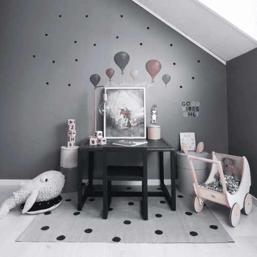 Unicorn balloon and dot wall stickers for kids bedroom decor