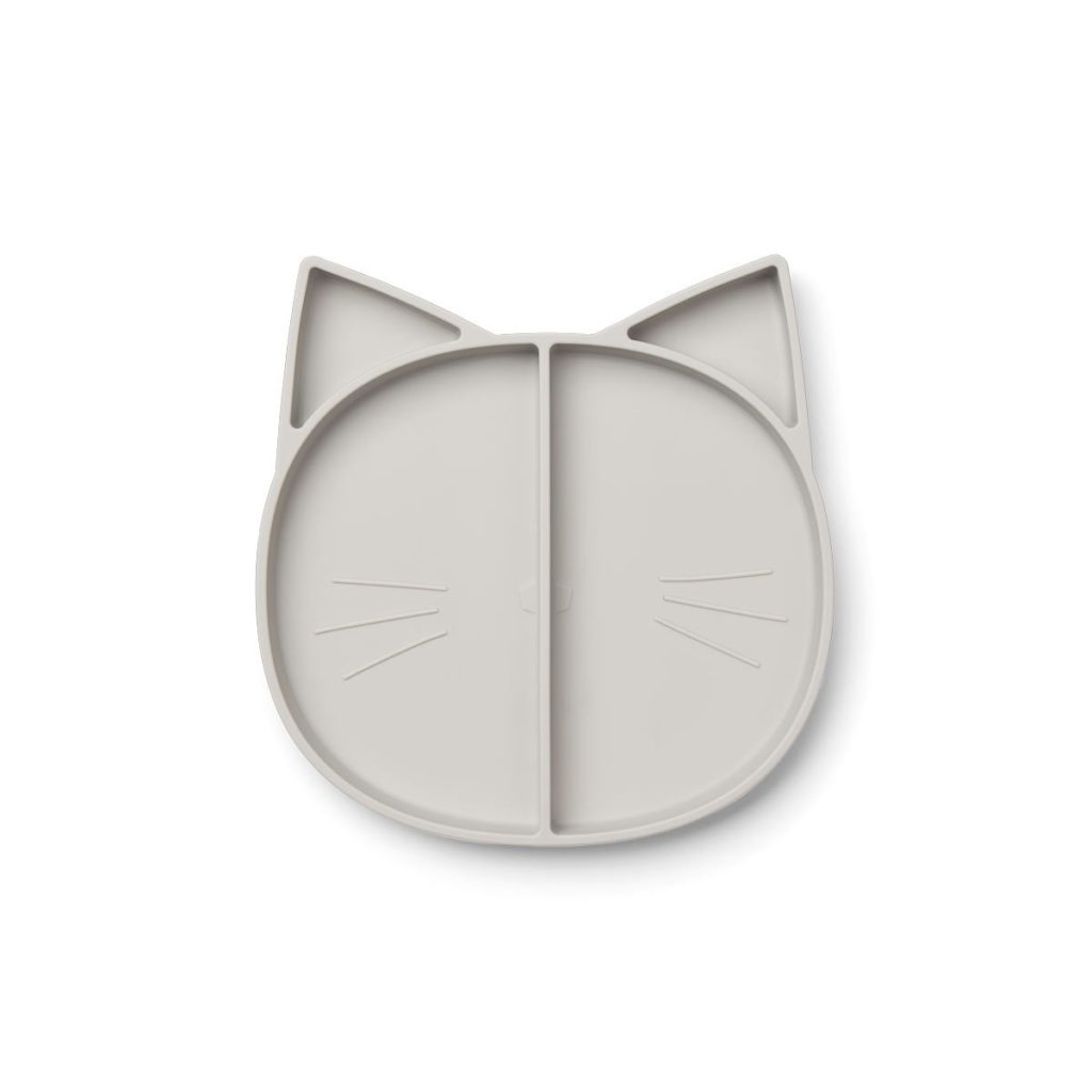 Kids Silicone Divided Plate grey cat