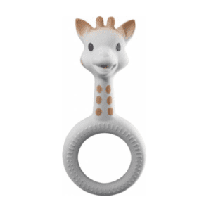 Giraffe shaped baby teething ring from natural rubber