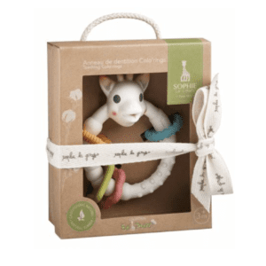 lovely gift box Sophie the Giraffe Colo'rings teether with ribbon around it