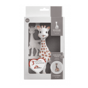grey box of Sophie the giraffe teether gift set for babies